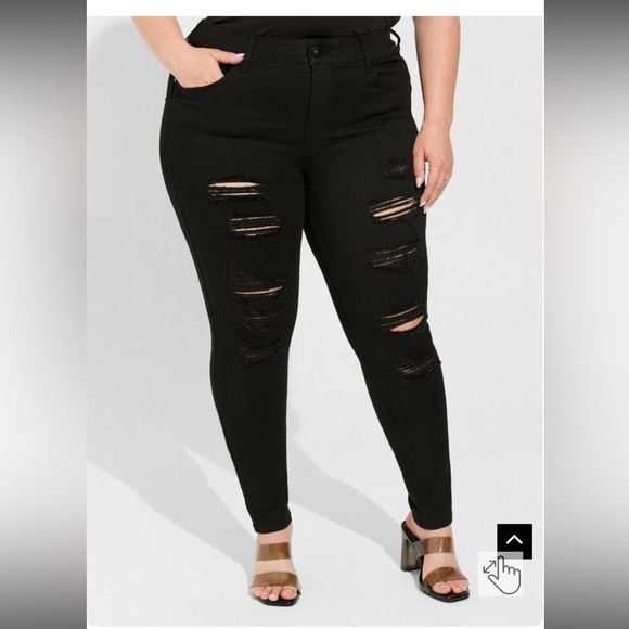 Torrid Bombshell Skinny Premium Stretch High-Rise Destructed Jean - Picture 14 of 15
